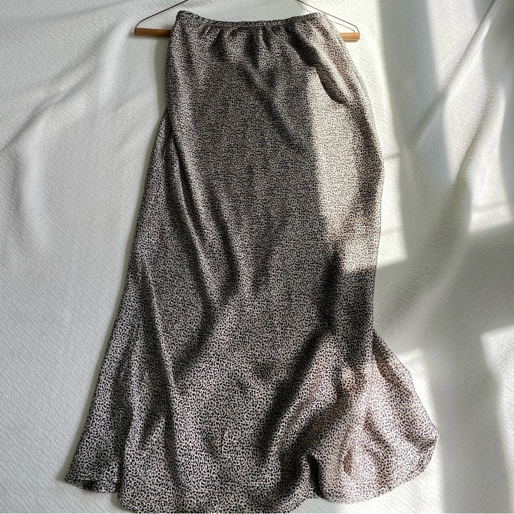 Long Leopard Silk Skirt